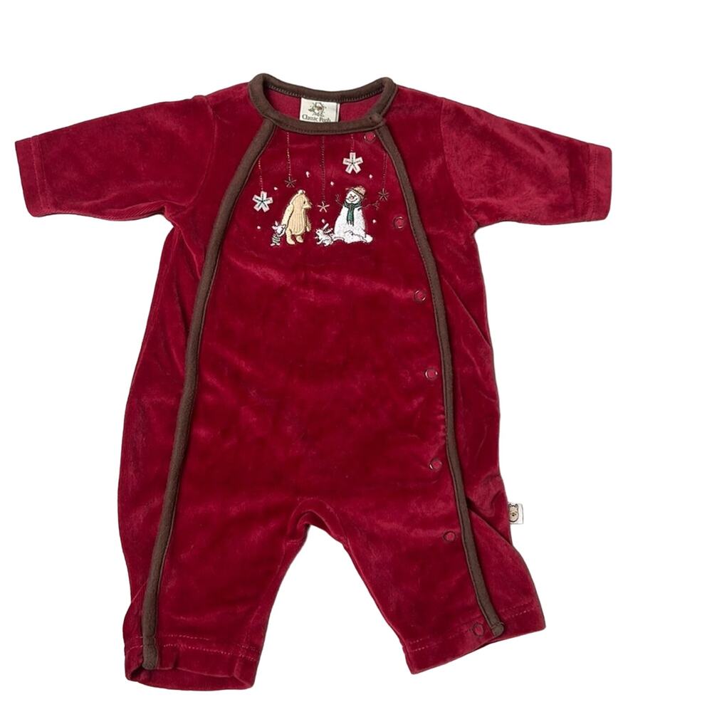 Vintage Disney Newborn Classic Christmas Red Winnie the Pooh Pajamas